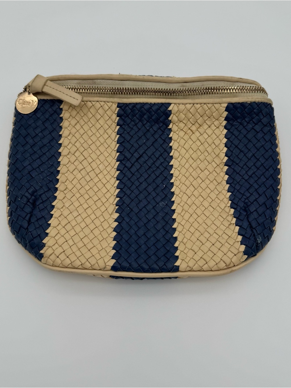 Clare V. Tan and Navy Woven Leather Belt Bag